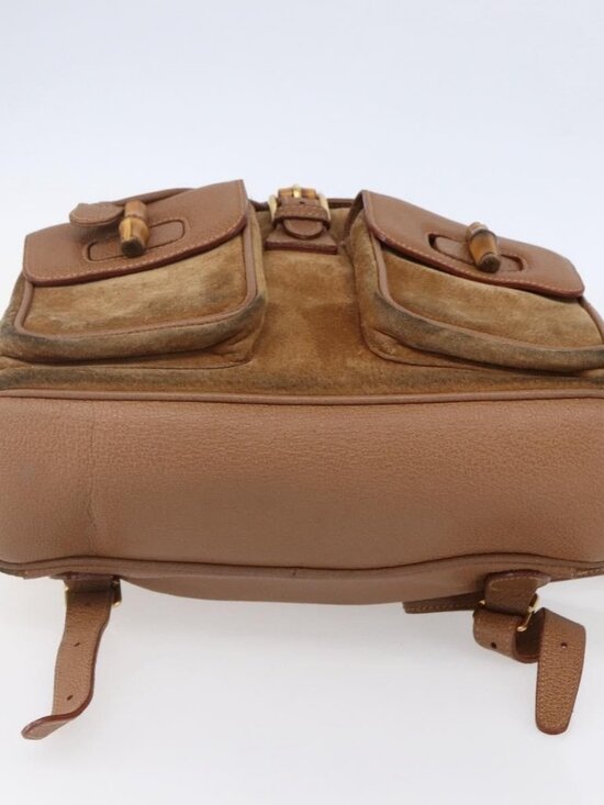 GUCCI Bamboo Backpack Suede Brown Gold 003 2058 0016 Auth 148819 main image 8